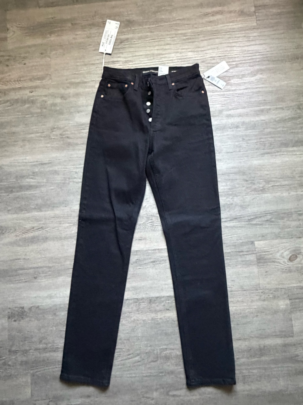 Denim Forum Black Skinny Button-Front Jeans